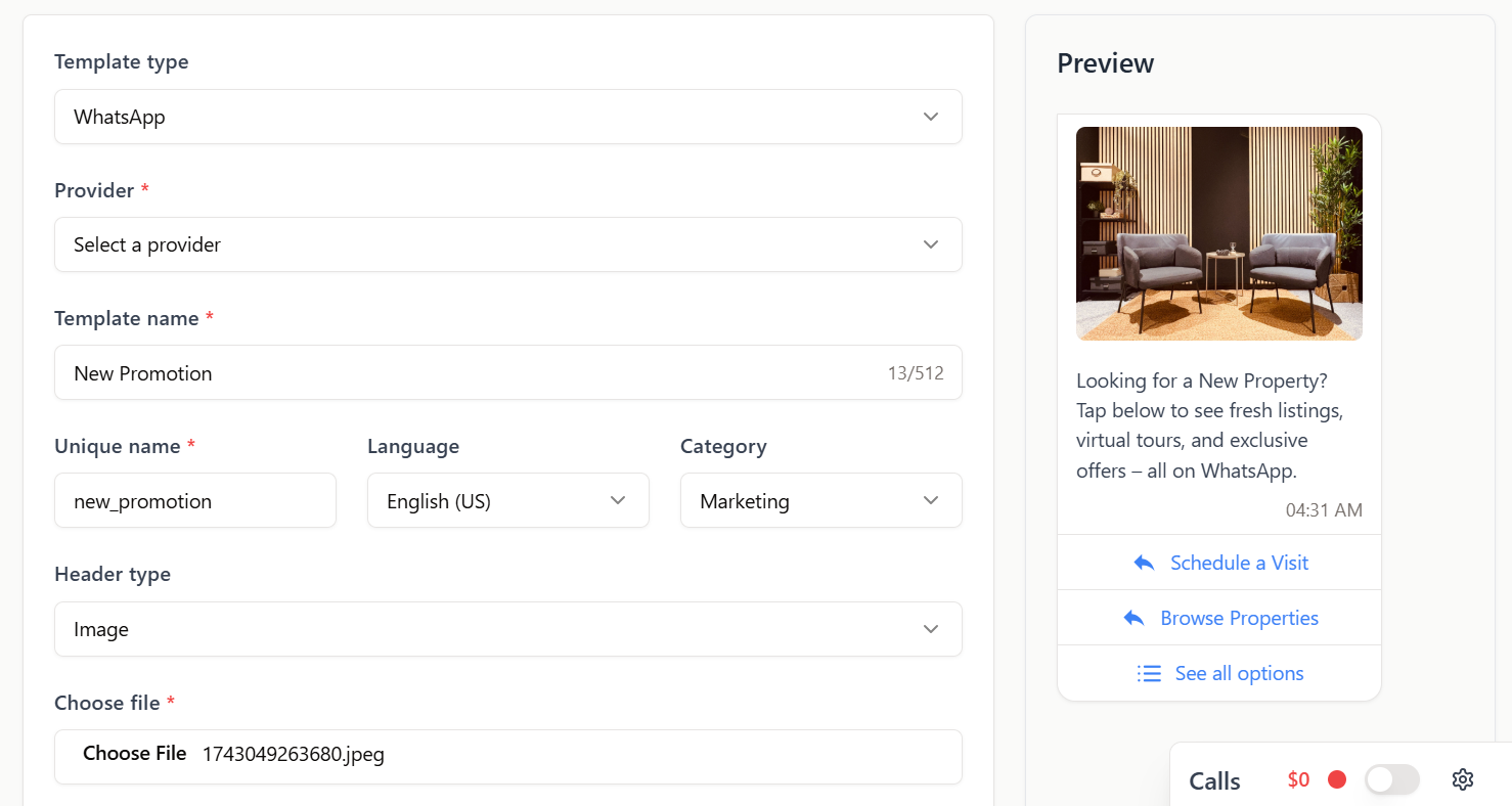 Whatsapp Business API template creation